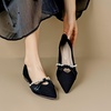 image:imageHee grand Pointed Toe Shallow Flats for Women Elegant Pearl Rhinestone Dressy Shoes Lightweight Faux Suede Ballet Shoes457black