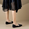 image:imageHee grand Pointed Toe Shallow Flats for Women Elegant Pearl Rhinestone Dressy Shoes Lightweight Faux Suede Ballet Shoes457black