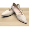 image:imageHee grand Pointed Toe Shallow Flats for Women Elegant Pearl Rhinestone Dressy Shoes Lightweight Faux Suede Ballet ShoesApricot