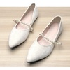 image:imageHee grand Pointed Toe Shallow Flats for Women Elegant Pearl Rhinestone Dressy Shoes Lightweight Faux Suede Ballet ShoesApricot