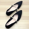 image:imageHee grand Pointed Toe Shallow Flats for Women Elegant Pearl Rhinestone Dressy Shoes Lightweight Faux Suede Ballet ShoesBlack