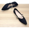 image:imageHee grand Pointed Toe Shallow Flats for Women Elegant Pearl Rhinestone Dressy Shoes Lightweight Faux Suede Ballet ShoesBlack