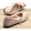 image:imageHee grand Pointed Toe Shallow Flats for Women Elegant Pearl Rhinestone Dressy Shoes Lightweight Faux Suede Ballet ShoesCute Pink