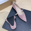image:imageHee grand Pointed Toe Shallow Flats for Women Elegant Pearl Rhinestone Dressy Shoes Lightweight Faux Suede Ballet ShoesElegant Pink