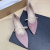 image:imageHee grand Pointed Toe Shallow Flats for Women Elegant Pearl Rhinestone Dressy Shoes Lightweight Faux Suede Ballet ShoesElegant Pink