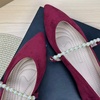 image:imageHee grand Pointed Toe Shallow Flats for Women Elegant Pearl Rhinestone Dressy Shoes Lightweight Faux Suede Ballet ShoesWine Red