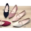 image:imageHee grand Pointed Toe Shallow Flats for Women Elegant Pearl Rhinestone Dressy Shoes Lightweight Faux Suede Ballet ShoesWine Red