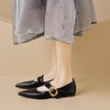 image:imageHee grand Pointy Toe Exquisite Metal Buckle Dress Shoes Soft Pu Leather Comfort Low Heeled Office Shoes Fashion Women Mary Jane ShoesBlack