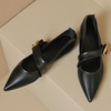 image:imageHee grand Pointy Toe Exquisite Metal Buckle Dress Shoes Soft Pu Leather Comfort Low Heeled Office Shoes Fashion Women Mary Jane ShoesBlack