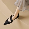 image:imageHee grand Pointy Toe Exquisite Metal Buckle Dress Shoes Soft Pu Leather Comfort Low Heeled Office Shoes Fashion Women Mary Jane ShoesBlack