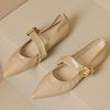 image:imageHee grand Pointy Toe Exquisite Metal Buckle Dress Shoes Soft Pu Leather Comfort Low Heeled Office Shoes Fashion Women Mary Jane ShoesKhaki