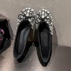 image:imageHee grand Rhinestone Flats for Women Cute Bowknot Round Toe Slip On Ballet Flats Comfortable Low Heel Dress ShoesBlack
