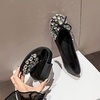 image:imageHee grand Rhinestone Flats for Women Cute Bowknot Round Toe Slip On Ballet Flats Comfortable Low Heel Dress ShoesBlack