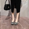 image:imageHee grand Rhinestone Flats for Women Cute Bowknot Round Toe Slip On Ballet Flats Comfortable Low Heel Dress ShoesBlack