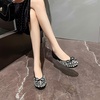 image:imageHee grand Rhinestone Flats for Women Cute Bowknot Round Toe Slip On Ballet Flats Comfortable Low Heel Dress ShoesBlack