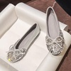 image:imageHee grand Rhinestone Flats for Women Cute Bowknot Round Toe Slip On Ballet Flats Comfortable Low Heel Dress ShoesSilver
