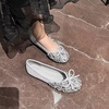 image:imageHee grand Rhinestone Flats for Women Cute Bowknot Round Toe Slip On Ballet Flats Comfortable Low Heel Dress ShoesSilver