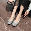 image:imageHee grand Rhinestone Flats for Women Cute Bowknot Round Toe Slip On Ballet Flats Comfortable Low Heel Dress ShoesSilver