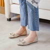 image:imageHee grand Sparkling Crystal Bowknot Ballet Flats for Women Pointed Toe Rhinestone Fashion Wedding Dress Shoes Comfort Slip on Work Shoes1apricot