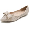 image:imageHee grand Sparkling Crystal Bowknot Ballet Flats for Women Pointed Toe Rhinestone Fashion Wedding Dress Shoes Comfort Slip on Work Shoes3apricot