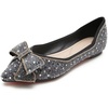 image:imageHee grand Sparkling Crystal Bowknot Ballet Flats for Women Pointed Toe Rhinestone Fashion Wedding Dress Shoes Comfort Slip on Work Shoes3black