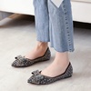 image:imageHee grand Sparkling Crystal Bowknot Ballet Flats for Women Pointed Toe Rhinestone Fashion Wedding Dress Shoes Comfort Slip on Work Shoes3black