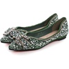 image:imageHee grand Sparkling Crystal Bowknot Ballet Flats for Women Pointed Toe Rhinestone Fashion Wedding Dress Shoes Comfort Slip on Work Shoes5green
