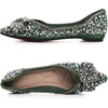 image:imageHee grand Sparkling Crystal Bowknot Ballet Flats for Women Pointed Toe Rhinestone Fashion Wedding Dress Shoes Comfort Slip on Work Shoes5green