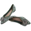 image:imageHee grand Sparkling Crystal Bowknot Ballet Flats for Women Pointed Toe Rhinestone Fashion Wedding Dress Shoes Comfort Slip on Work Shoes5green