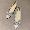 image:imageHee grand Sparkling Rhinestone Pointy Toe Exquisite Crystals Dress Shoes for Wedding Party Comfort Slip On Ballet Flats Fashion Women FlatsApricot