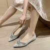 image:imageHee grand Sparkling Rhinestone Pointy Toe Exquisite Crystals Dress Shoes for Wedding Party Comfort Slip On Ballet Flats Fashion Women FlatsApricot