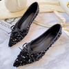 image:imageHee grand Sparkling Sequin Pointy Toe Silver Wedding Party Dress Shoes Comfort Slip On Ballet Flats Fashion Women Flats with Bowknot568black