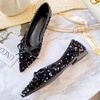 image:imageHee grand Sparkling Sequin Pointy Toe Silver Wedding Party Dress Shoes Comfort Slip On Ballet Flats Fashion Women Flats with Bowknot568black