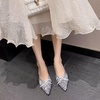 image:imageHee grand Sparkling Sequin Pointy Toe Silver Wedding Party Dress Shoes Comfort Slip On Ballet Flats Fashion Women Flats with Bowknot568silver