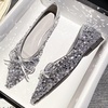 image:imageHee grand Sparkling Sequin Pointy Toe Silver Wedding Party Dress Shoes Comfort Slip On Ballet Flats Fashion Women Flats with Bowknot568silver