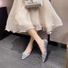 image:imageHee grand Sparkling Sequin Pointy Toe Silver Wedding Party Dress Shoes Comfort Slip On Ballet Flats Fashion Women Flats with Bowknot568silver