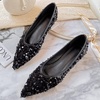 image:imageHee grand Sparkling Sequin Pointy Toe Silver Wedding Party Dress Shoes Comfort Slip On Ballet Flats Fashion Women Flats with Bowknot569black