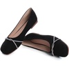 image:imageHee grand Square Toe Ballet Flats for Women Rhinestones Chains Black Suede Dress Shoes Comfort SlipOn LoafersAblackrhinestone