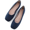 image:imageHee grand Square Toe Ballet Flats for Women Rhinestones Chains Black Suede Dress Shoes Comfort SlipOn LoafersBblue