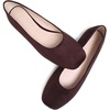 image:imageHee grand Square Toe Ballet Flats for Women Rhinestones Chains Black Suede Dress Shoes Comfort SlipOn LoafersBdark Brown