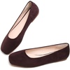 image:imageHee grand Square Toe Ballet Flats for Women Rhinestones Chains Black Suede Dress Shoes Comfort SlipOn LoafersBdark Brown