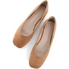 image:imageHee grand Square Toe Ballet Flats for Women Rhinestones Chains Black Suede Dress Shoes Comfort SlipOn LoafersBkhaki