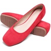 image:imageHee grand Square Toe Ballet Flats for Women Rhinestones Chains Black Suede Dress Shoes Comfort SlipOn LoafersBnew Red