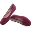 image:imageHee grand Square Toe Ballet Flats for Women Rhinestones Chains Black Suede Dress Shoes Comfort SlipOn LoafersBwine Red