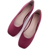 image:imageHee grand Square Toe Ballet Flats for Women Rhinestones Chains Black Suede Dress Shoes Comfort SlipOn LoafersBwine Red