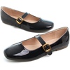 image:imageHee grand Women Mary Jane Shoes Glittery Dress Shoes Comfortable Square Toe Slip on Ballet Flats Lightweight Walking Shoes497black