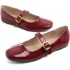 image:imageHee grand Women Mary Jane Shoes Glittery Dress Shoes Comfortable Square Toe Slip on Ballet Flats Lightweight Walking Shoes497red