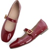 image:imageHee grand Women Mary Jane Shoes Glittery Dress Shoes Comfortable Square Toe Slip on Ballet Flats Lightweight Walking Shoes497red