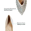 image:imageHee grand Women Pointed Toe Crystals Shoes Glittering Rhinestone Wedding Dress Shoes Fashion Womens FlatsApricot