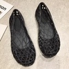 image:imageHee grand Women Summer Crystal Jelly Shoes Slip On Hollow Ballet Flats Soft Walking Shoes019black